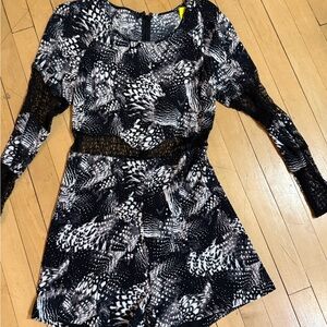 Chic Black and White Patterned Romper